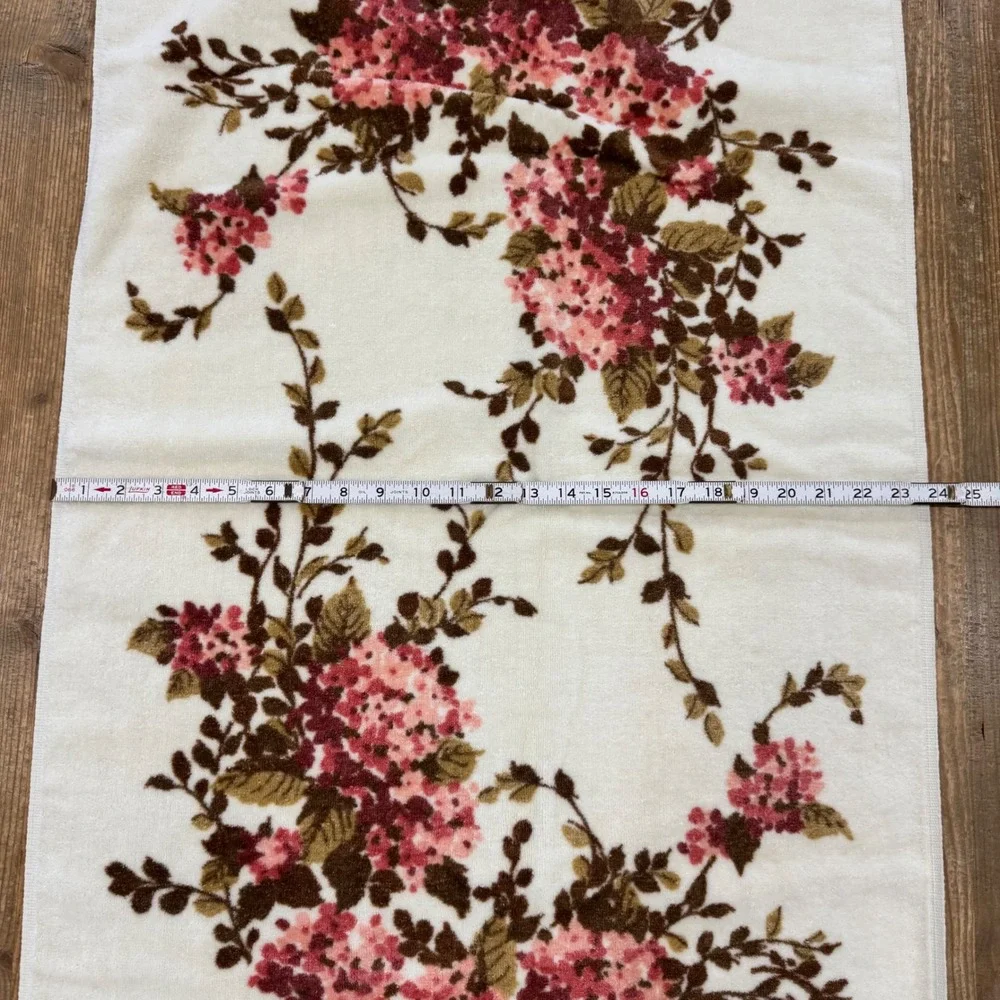 Vintage Towel Set Floral Hydrangea Springmaid 3 Piece Pink Brown White USA Made